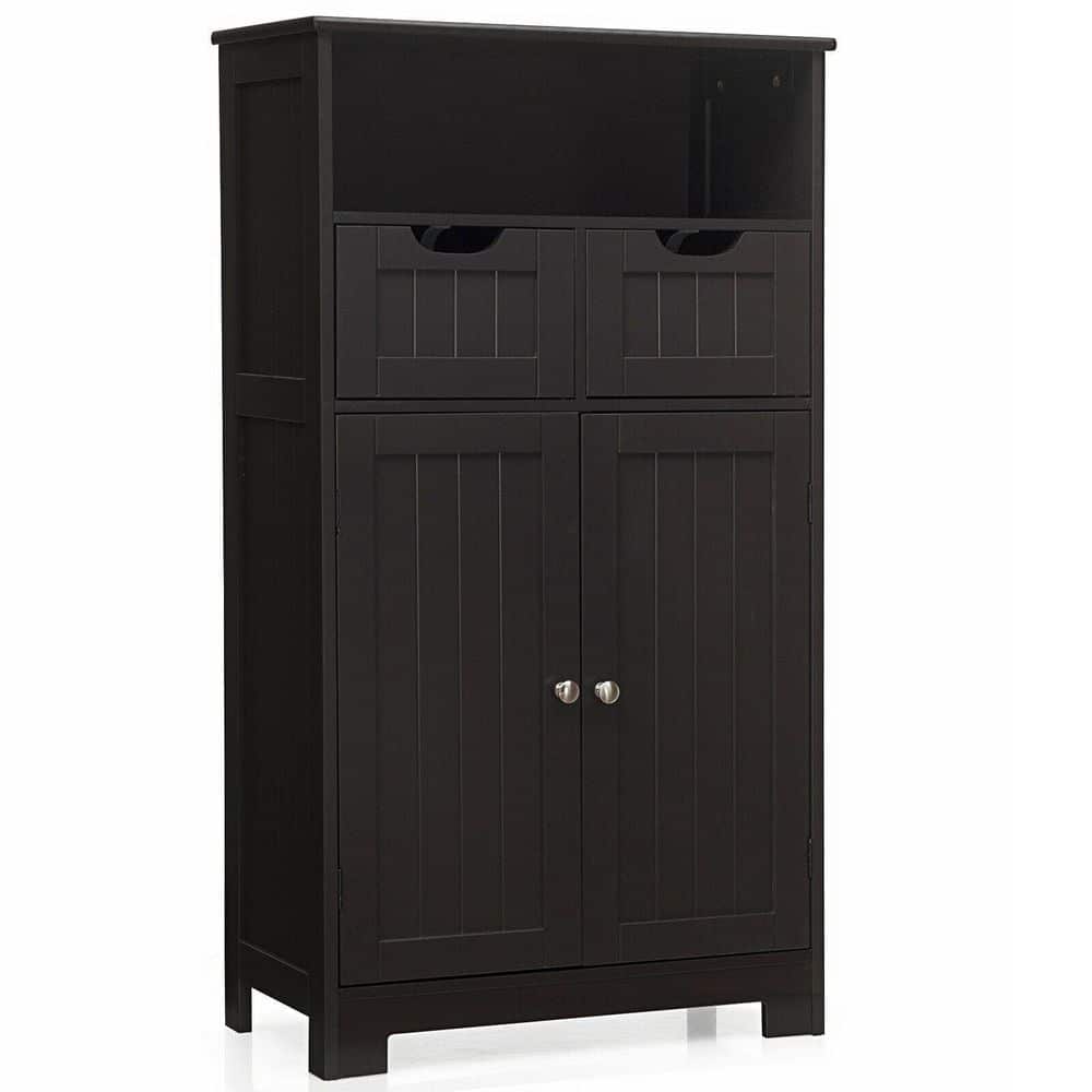 ANGELES HOME 24 in. W x 12 in. D x 43 in. H Brown Bathroom Wooden Side