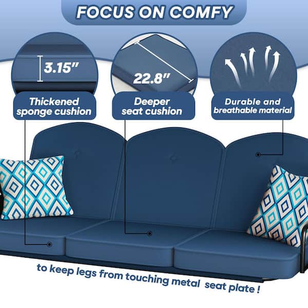 ZZW 3-Seat Patio Swing Outdoor with Stand Adjustable Backrest