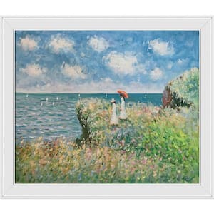 Cliff Walk At Pourville by Claude Monet Gallery White Framed Country Oil Painting Art Print 24 in. x 28 in.