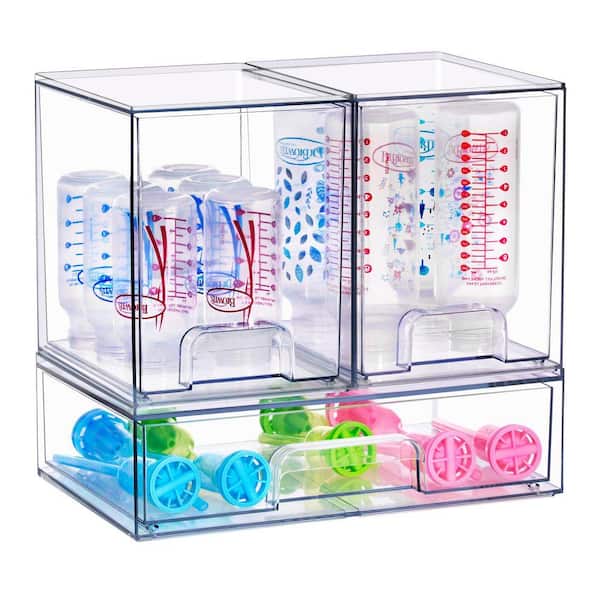 Clear Acrylic Pull-Out Organizer, Stackable Storage Drawers, 6-Pack Plastic Organizer Bins