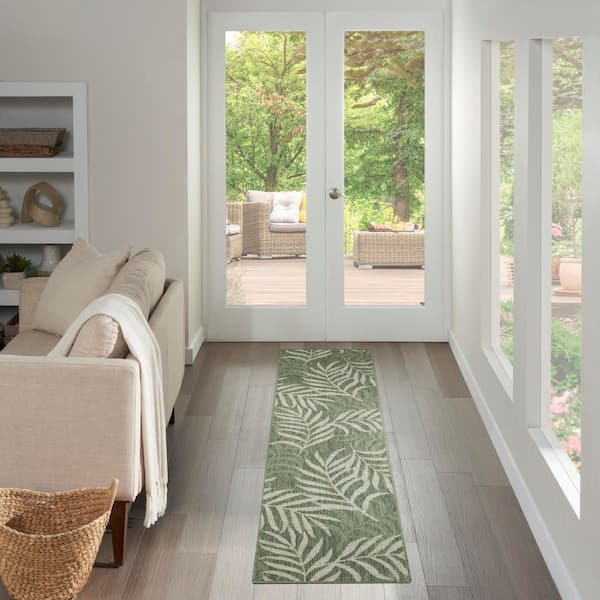 Garden Oasis Green Ivory 2 ft. x 6 ft. Nature-inspired Contemporary Runner Area Rug
