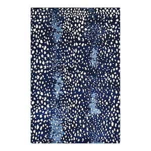 Louis Modern Navy 10 ft. x 14 ft. Animal Hand Knotted Area Rug