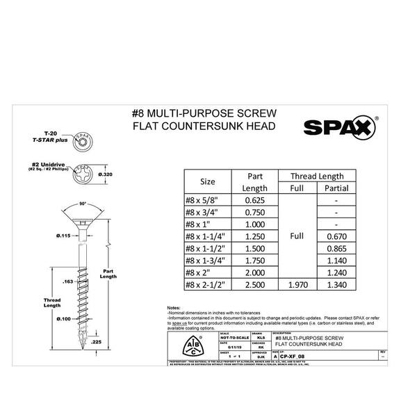 SPAX - #8 x 1-1/2 in. Interior Flat Head Wood Screws Construction Framing Torx T-Star Plus (197 Each) 1 LB Bit Included