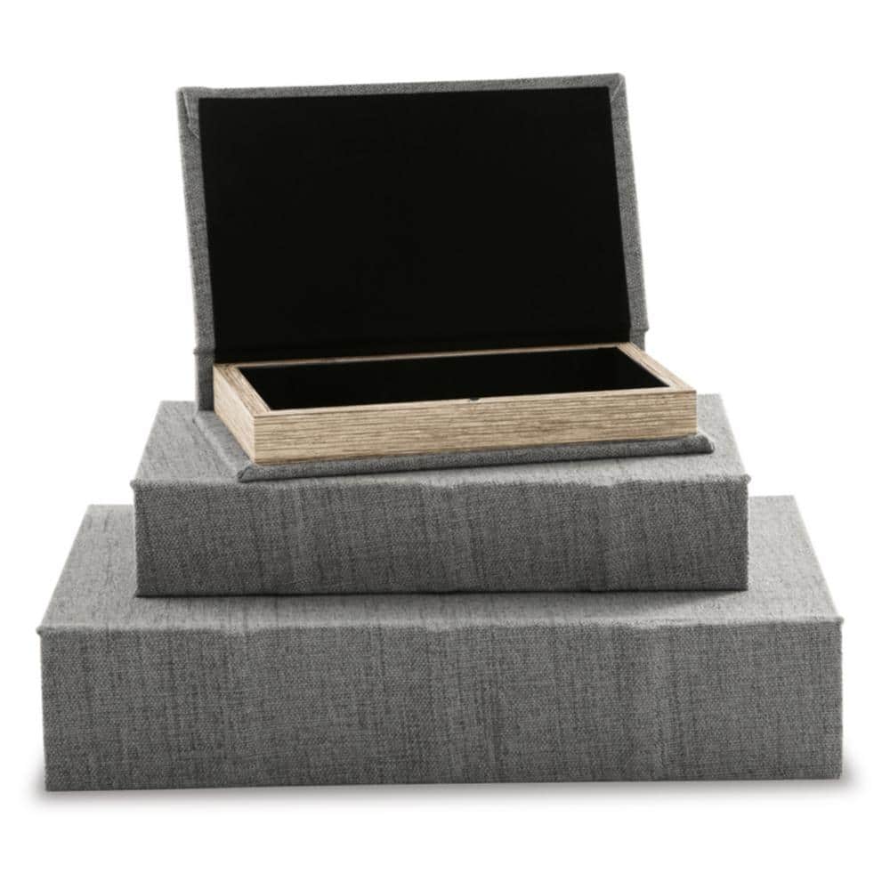 Jolina Gray Velvet-Lined Keepsake Box Set of 3