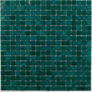 Skosh Glossy Dark Green 11.6 in. x 11.6 in. Glass Mosaic Wall and Floor Tile (18.69 sq. ft./case) (20-pack)