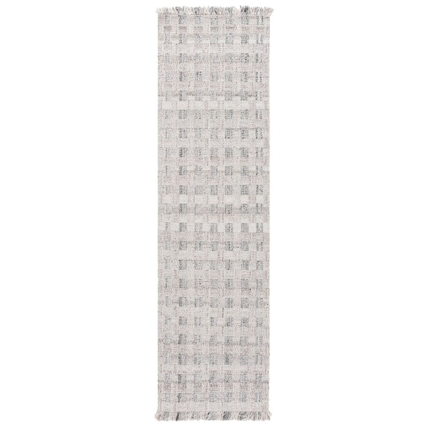 Renewal 2 ft. x 8 ft. Gray Lattice Fringe Runner Rug