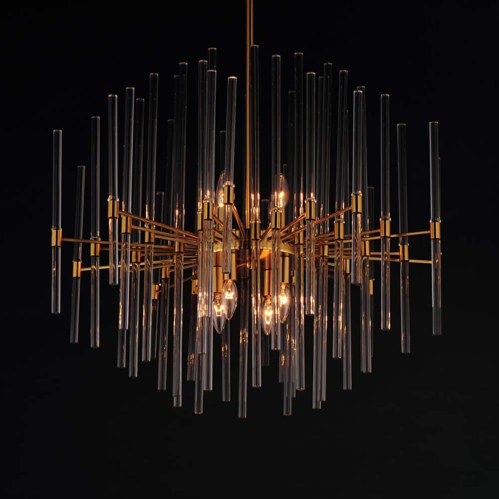 Divine 8-Light Heritage Brass and Clear Glass Chandelier