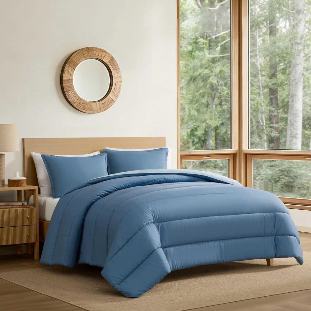 Connor Solid Channel Stitch Reversible 2-Piece Dark Blue Microfiber Tw/Twxl Comforter Set price history on PriceWatchPro