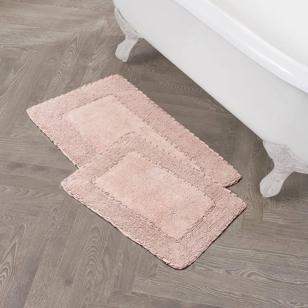 Blush Cotton Ruffle Border Bath Rug Set, 20" x 32"