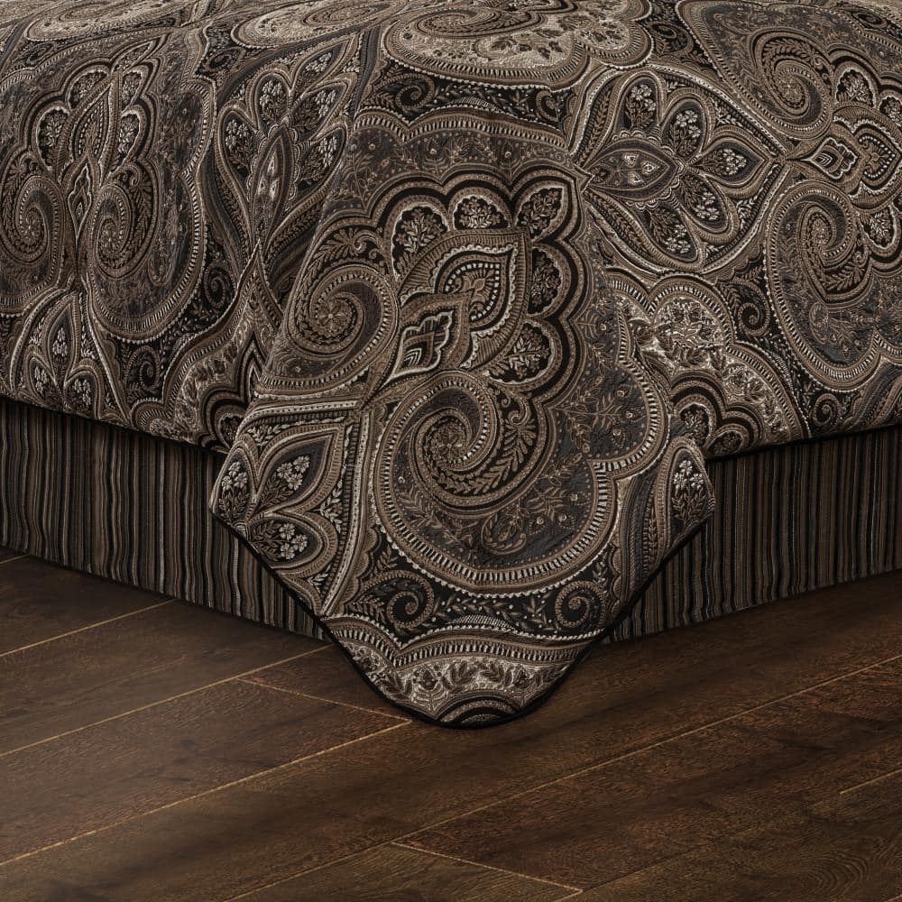 Queen Black Microfiber 4-Piece Comforter Bedding Set