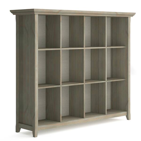 Simpli Home Acadian Solid Wood 48 In X, Distressed Wooden Bookcase