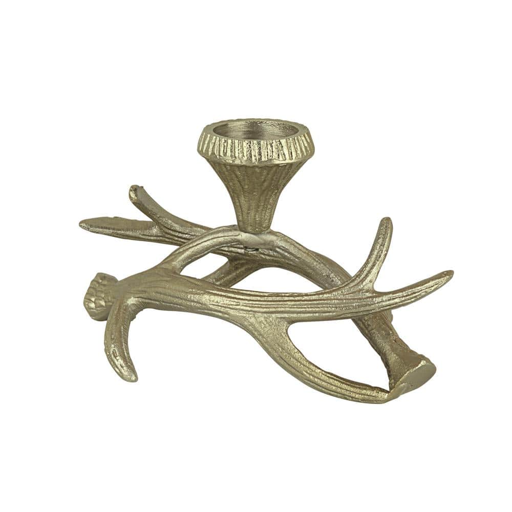 Antique Brass Branch Shape Tabletop Candelabra Candle Holder