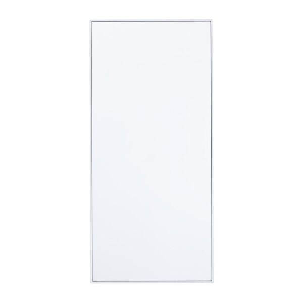 Litton Lane 30 in. x 14 in. Rectangle Framed White Wall Mirror with Thin Frame