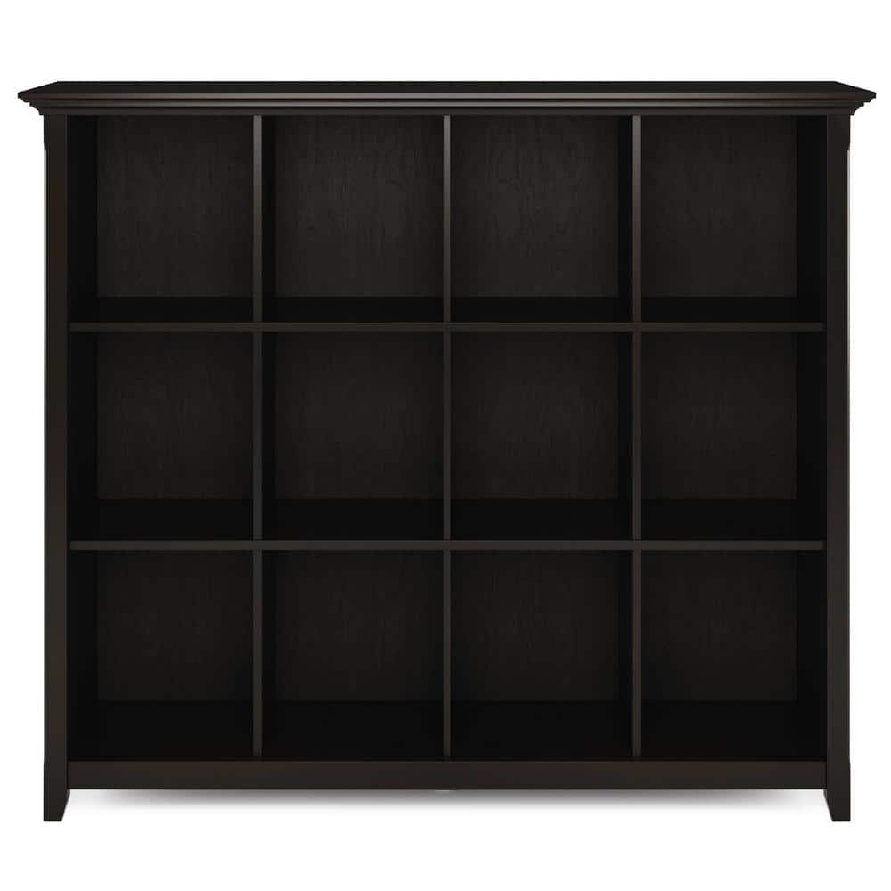 Hickory Brown 57" Solid Wood 12-Cube Storage Bookcase