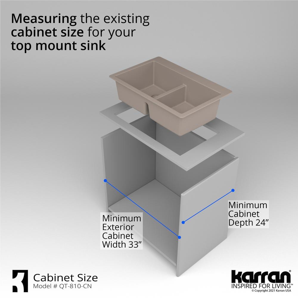 Concrete Quartz 33'' Double Bowl Farmhouse Kitchen Sink