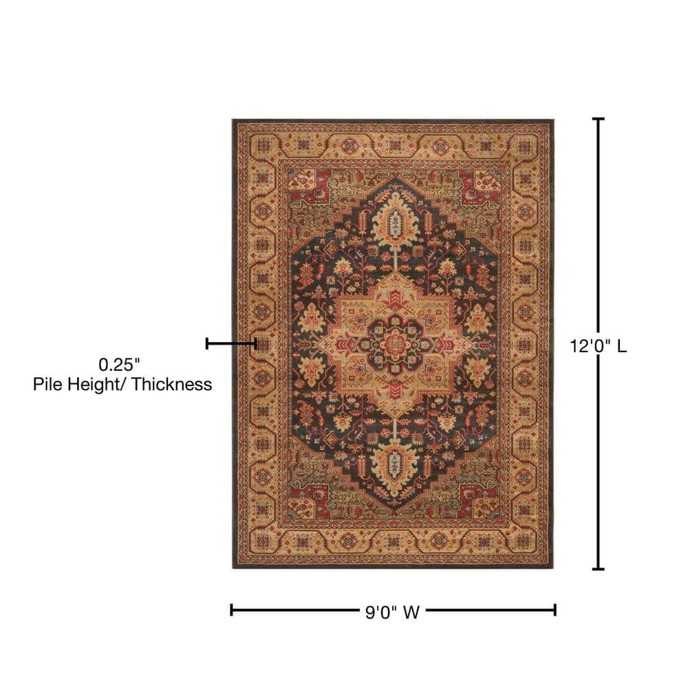 Elegant Navy & Natural 9' x 12' Reversible Synthetic Area Rug