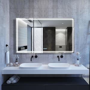 60 in.W x 36 in. H Frameless Single Wall-Mount LED Light Bathroom Vanity Mirror with Defogger and Dimmer