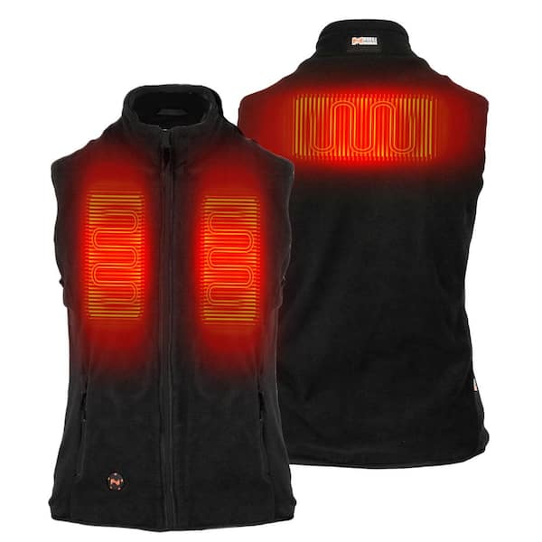 MOBILE WARMING Women's Large Black Trek Heated Vest with (1) 7.4-Volt Battery and Micro USB Charging Cable
