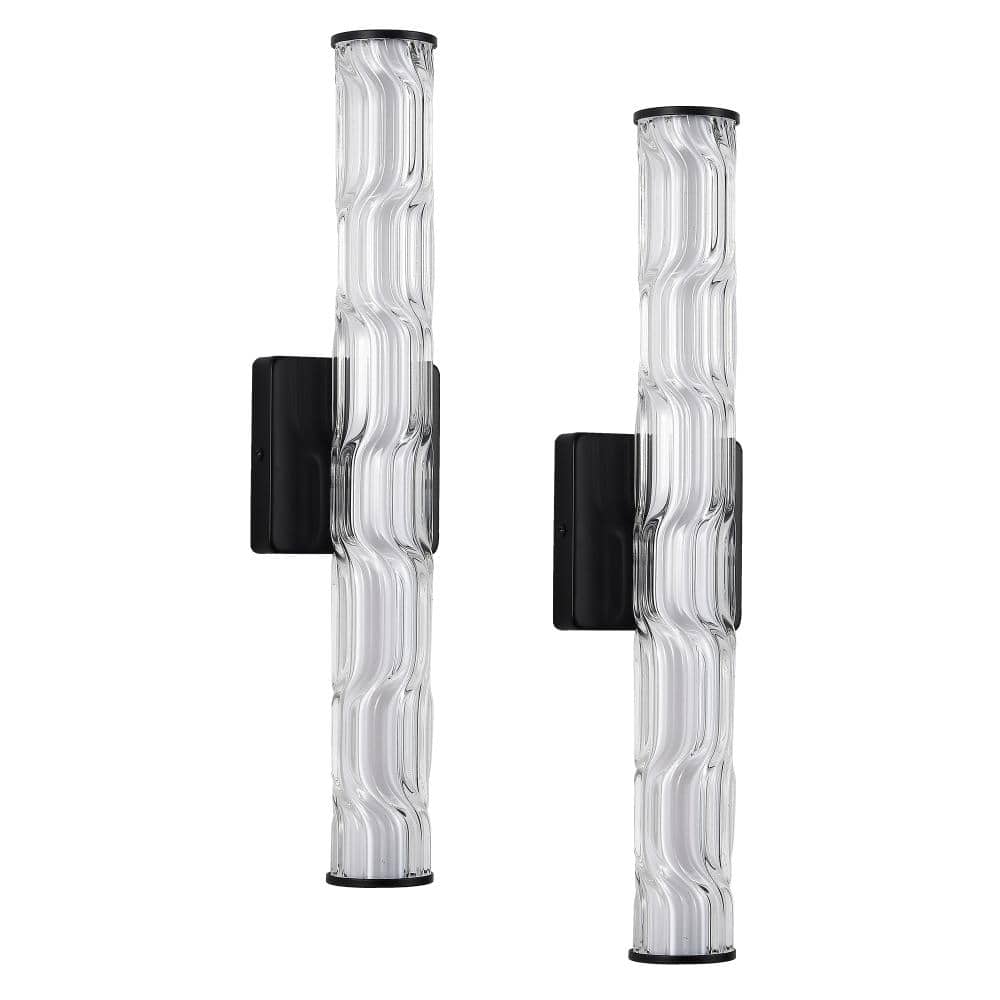 20 in. Black LED Wall Sconce with Clear Glass Shade, Modern Wall Light for Bedroom, Bathroom, Living Room (2-Pack) price history on PriceWatchPro