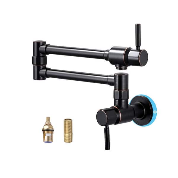 VEVETTA Wall Mounted Pot Filler with Double Handle in Oil Rubbed Bronze