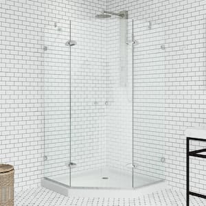 Gemini 42 in. L x 42 in. W x 77 in. H Frameless Pivot Neo-angle Shower Enclosure Kit in Chrome with 3/8 in. Clear Glass