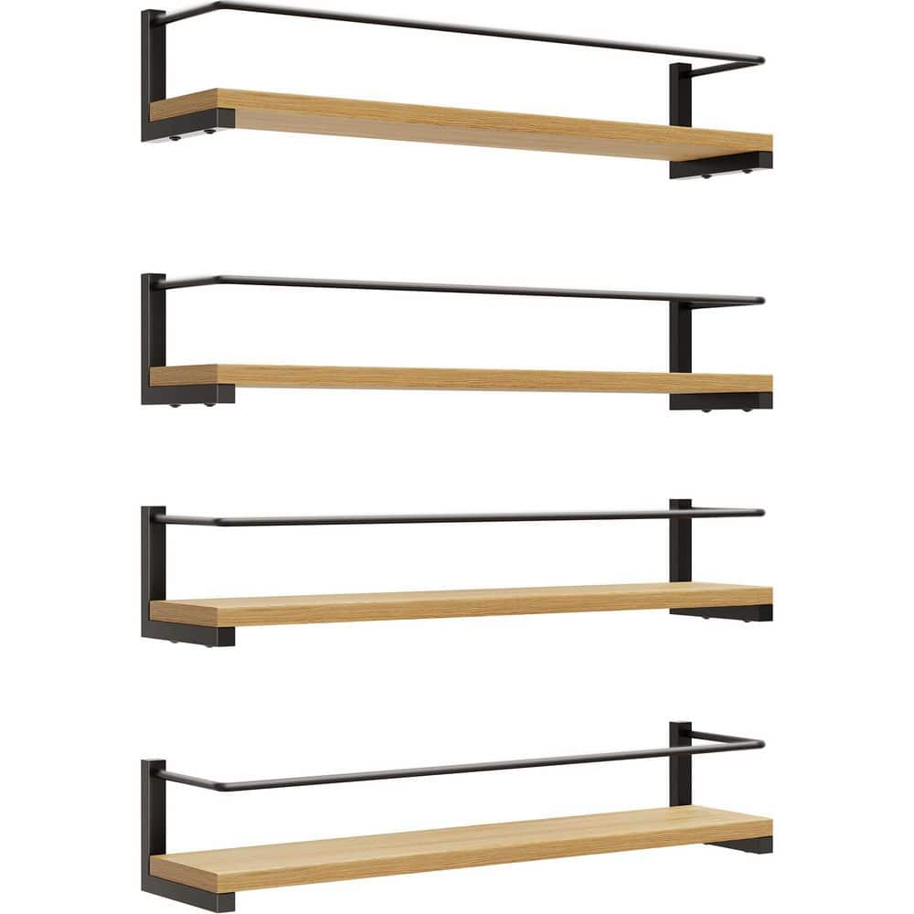 4 Pack Rustic Wood Wall Mount Hanging Spice Rack Black Finish for Kitchen Storage and Over Stove Organization price history on PriceWatchPro