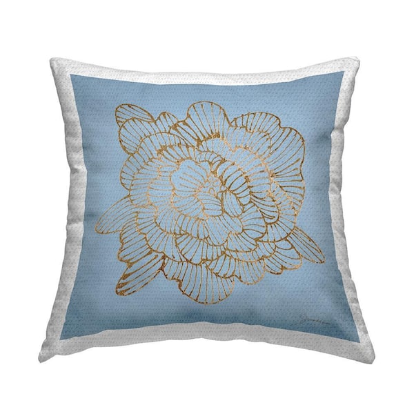 Modern Blue Flower Blossom Blue Square Outdoor Throw Pillow