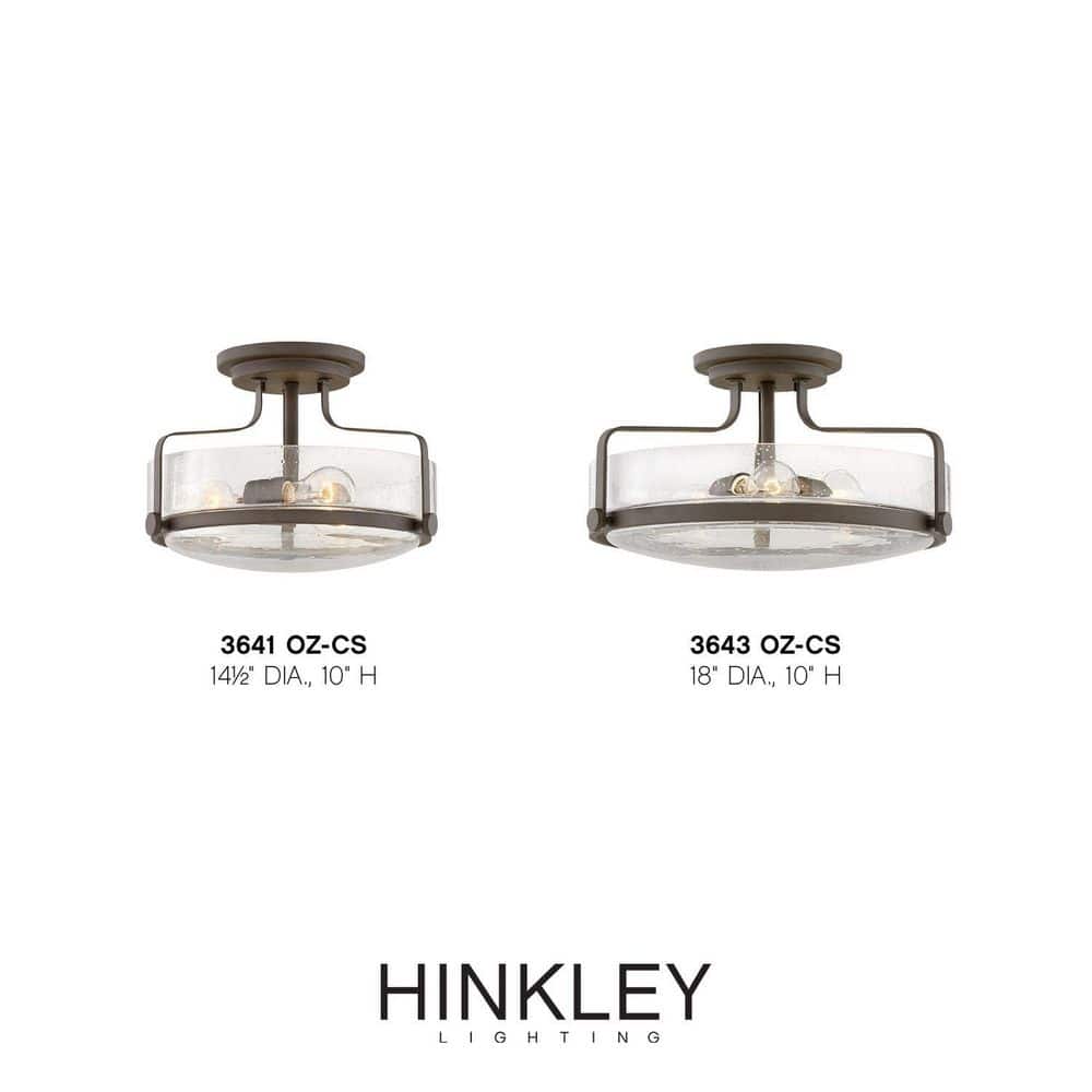 Transitional Harper 3-Light Oil Rubbed Bronze Semi-Flush Mount with Clear Seedy Glass