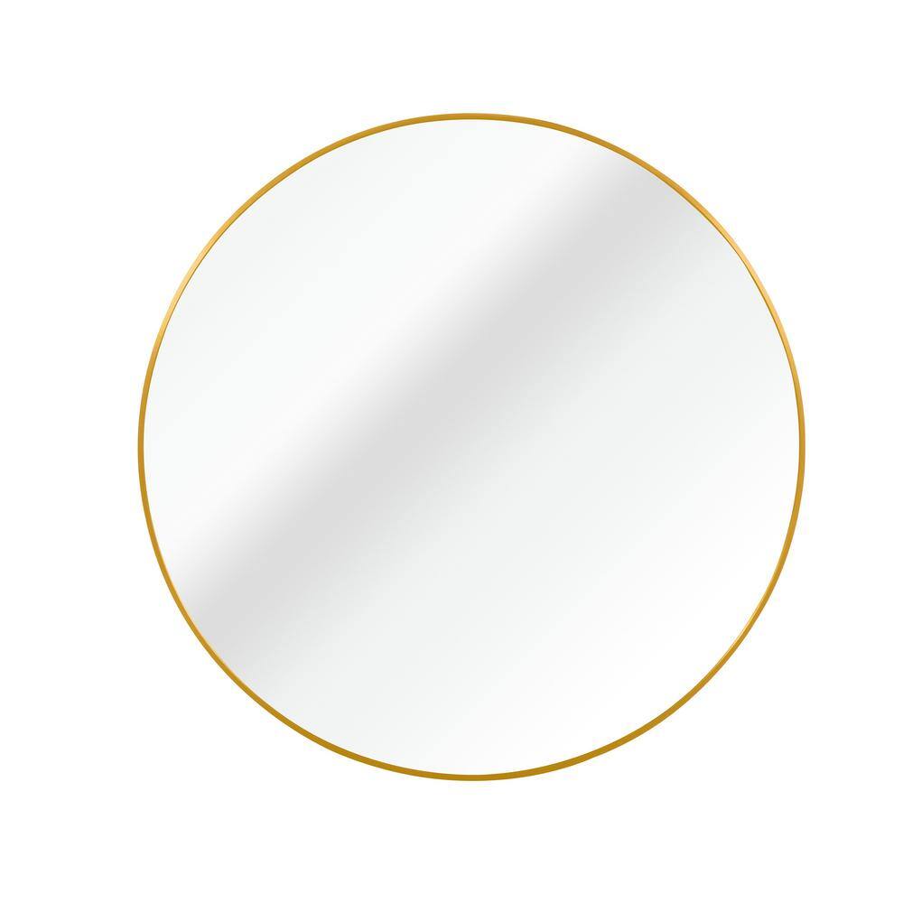 24 in. W x 24 in. H Round Wall Mounted Brushed Aluminum Framed Bathroom Vanity Mirror in Gold price history on PriceWatchPro