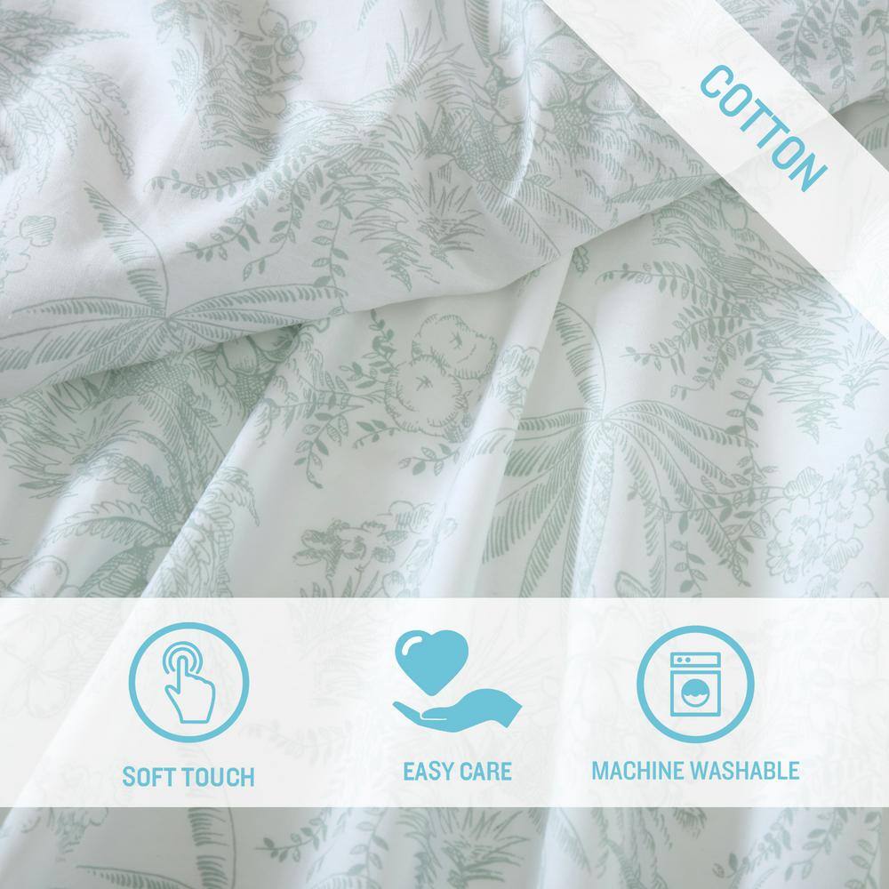 Pen and Ink Green Cotton Percale Queen Sheet Set