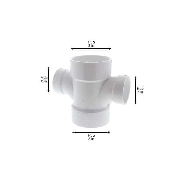 NIBCO 3 in. x 3 in. x 2 in. x 2 in. PVC DWV All Hub Double