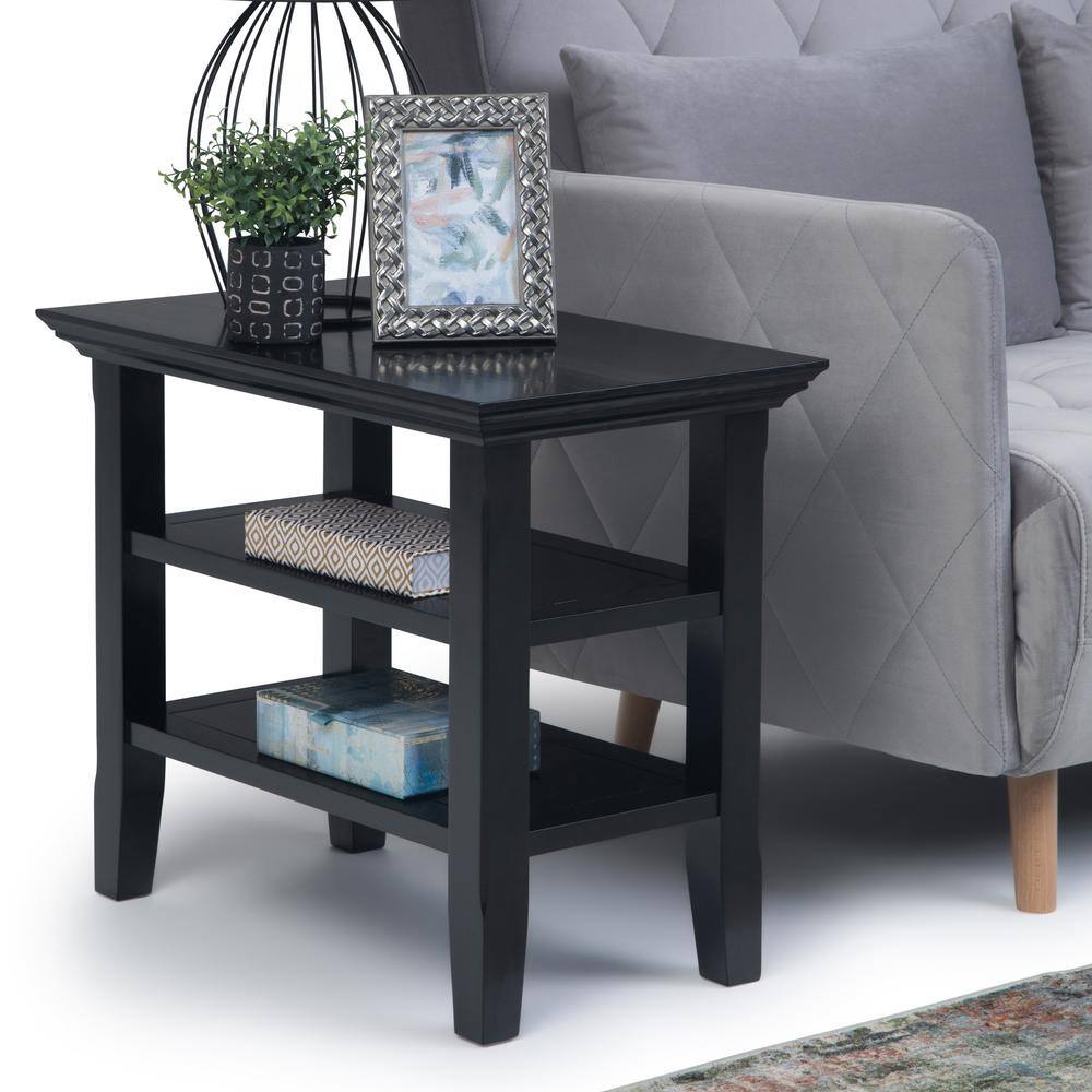 Acadian Solid Wood 14" Black Rectangular Narrow Side Table