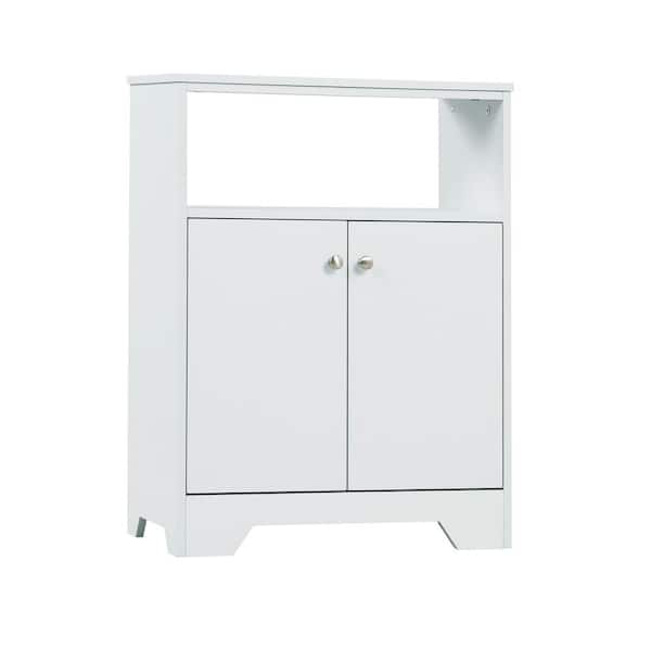 Unbranded Teshira 23.6 in. W x 11.8 in. D x 31.7 in. H White MDF Freestanding Linen Cabinets with Adjustable Shelves in White