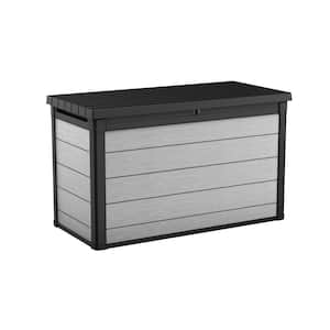 Denali 200 Gal. Large Durable Resin Plastic Deck Box Outdoor Storage For Patio Lawn and Garden, Grey