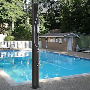 Outdoor Solar Heated Shower 9.25 Gal. Poolside Shower with Shower Head Foot Shower Tap Backyard Poolside Shower