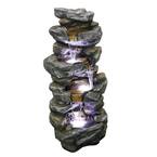 Serga 40 in. Outdoor Garden Patio Waterfall Fountain Resin With LED