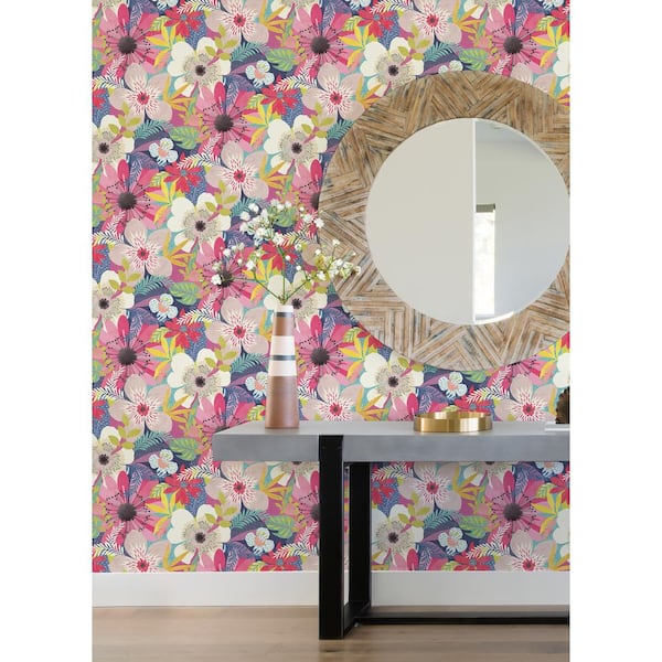 Pink Janis Rasberry Floral Riot Wallpaper Sample