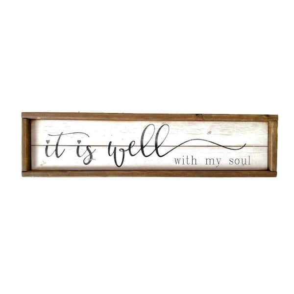 PARISLOFT It Is Well with My Soul Framed Wood Wall Decorative Sign