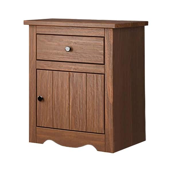 Benjara Stav Mahogany Brown and Black 1 Drawer 21 in. W Nightstand
