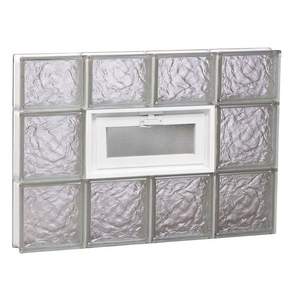 Clearly Secure 31 in. x 21.25 in. x 3.125 in. Frameless Ice Pattern Vented Glass Block Window