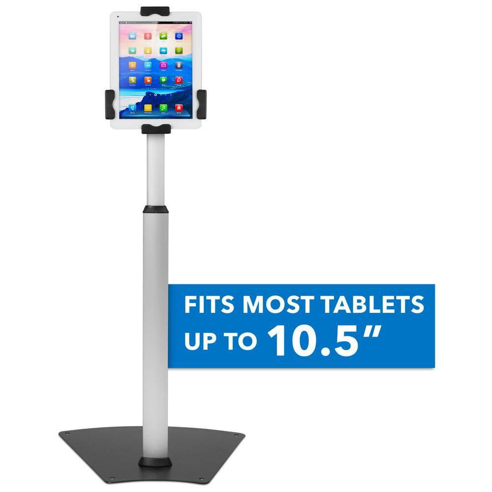 Adjustable Silver and Black Anti-Theft Tablet Floor Stand