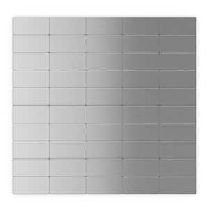 Subway Silver Stainless Steel 12.2 in. x 11.81 in. x 5mm Metal Peel and Stick Wall Mosaic Tile (6 sq. ft. / Case)
