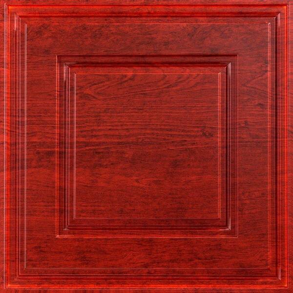 Fasade Raised Coffer 2 ft. x 2 ft. Vinyl Lay-In Ceiling Tile in Cherry