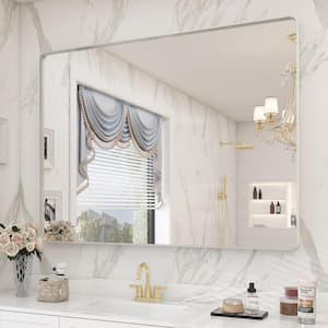 40 in. W x 30 in. H Rectangular Aluminum Alloy Framed and Tempered Glass Wall Bathroom Vanity Mirror in Brushed Silver