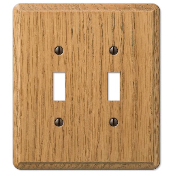 AMERELLE Contemporary 2 Gang Toggle Wood Wall Plate - Light Oak