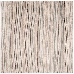 Amsterdam Cream/Beige 5 ft. x 5 ft. Abstract Striped Square Area Rug