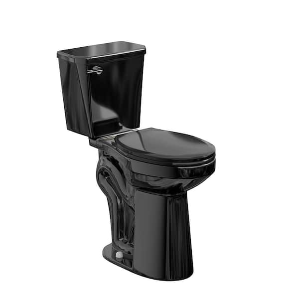 21.77 in. 2-Piece 1.28 GPF Single Flush Elongated Tall Toilet in Black with Soft Close Seat, for Seniors and Tall People