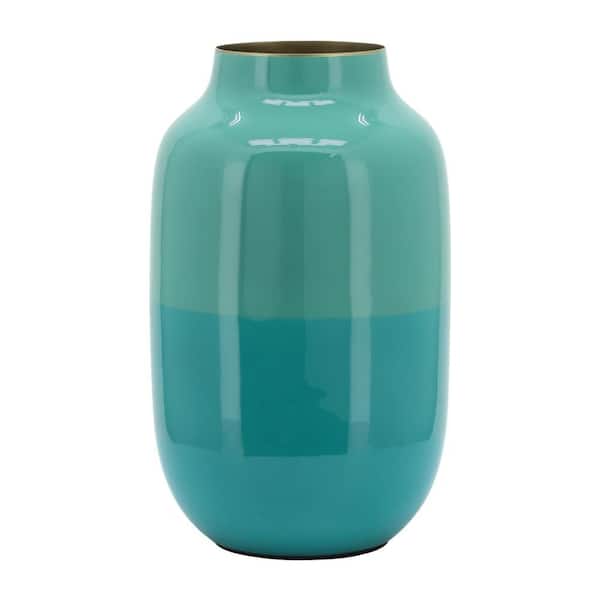 Liv & Skye 11.75 in. Green Metal Urn Decorative Vase with Minimalist Design
