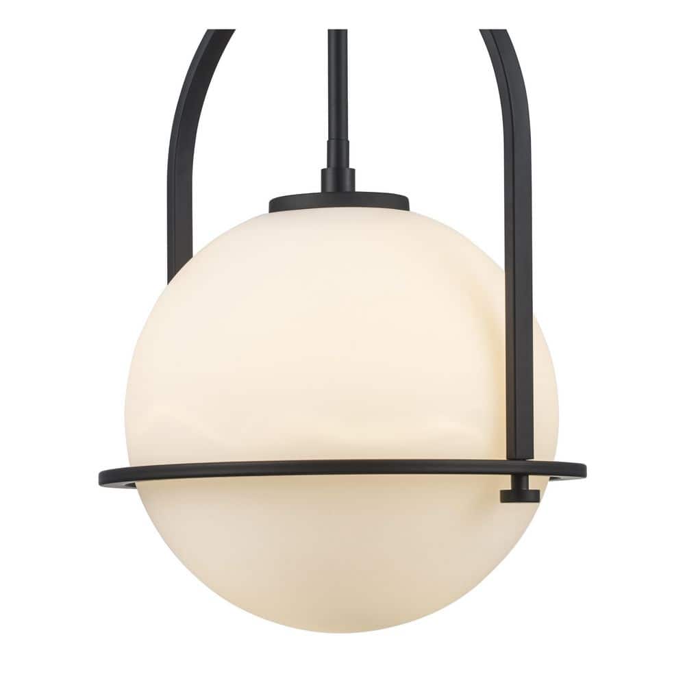 Matte Black Metal Pendant Light with Frosted Glass Globe Shade