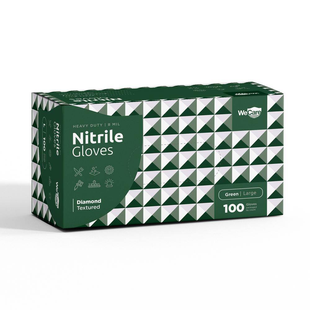 8 Mil Large Heavy-Duty Nitrile Gloves in Green with Diamond Texture Grip Powder and Latex Free (100-Count) price history on PriceWatchPro
